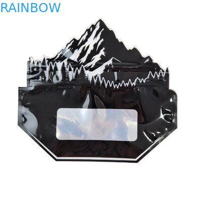 মুদ্রিত মাইলার ব্যাগের ভিতরে ভেষজ তামাক ভোজ্য গামি কুকি প্যাকেজিং চকচকে তাপ সীল বিশেষ আকৃতির প্লাস্টিক ব্যাগ