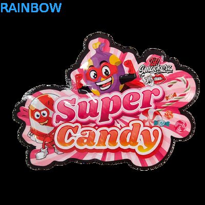 গামি হার্ব ক্যান্ডি প্যাকেজিংয়ের জন্য ডাই কাট ৩.৫ গ্রাম প্লাস্টিক ব্যাগ, চকচকে জিপার মায়লার, গন্ধরোধী, চকচকে পৃষ্ঠ