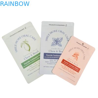 জৈব-বিনষ্টযোগ্য ক্রাফ্ট পেপার ব্যাগ সাদা স্ট্যান্ড পাউচ জিপলক প্লাস্টিক প্যাকিং পোষা প্রাণীর খাবারের জন্য কম্পোস্টেবল