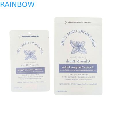 জৈব-বিনষ্টযোগ্য ক্রাফ্ট পেপার ব্যাগ সাদা স্ট্যান্ড পাউচ জিপলক প্লাস্টিক প্যাকিং পোষা প্রাণীর খাবারের জন্য কম্পোস্টেবল