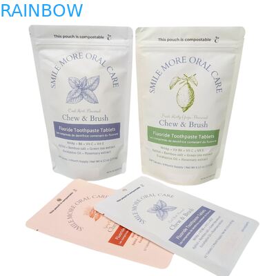 জৈব-বিনষ্টযোগ্য ক্রাফ্ট পেপার ব্যাগ সাদা স্ট্যান্ড পাউচ জিপলক প্লাস্টিক প্যাকিং পোষা প্রাণীর খাবারের জন্য কম্পোস্টেবল