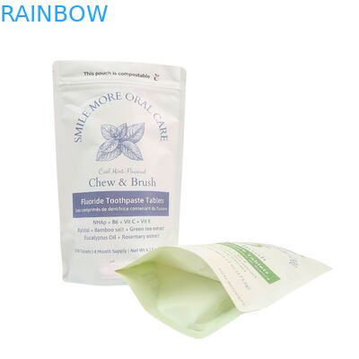 জৈব-বিনষ্টযোগ্য ক্রাফ্ট পেপার ব্যাগ সাদা স্ট্যান্ড পাউচ জিপলক প্লাস্টিক প্যাকিং পোষা প্রাণীর খাবারের জন্য কম্পোস্টেবল