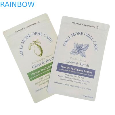 জৈব-বিনষ্টযোগ্য ক্রাফ্ট পেপার ব্যাগ সাদা স্ট্যান্ড পাউচ জিপলক প্লাস্টিক প্যাকিং পোষা প্রাণীর খাবারের জন্য কম্পোস্টেবল