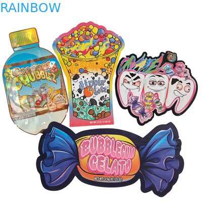 কাস্টমাইজড লোগো 3.5g 7g 14g পুনরায় সিলযোগ্য পিই প্লাস্টিকের ফুড সিল প্যাকেজিং জিপ লক ফয়েল পকেট শিশু গন্ধ প্রতিরোধী হার্ব গামি মাইলার ব্যাগ