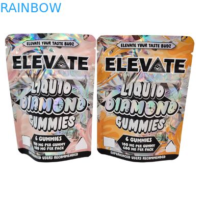 ডাই কাট ক্যালি ৩.৫ গ্রাম ৭ গ্রাম ১৪ গ্রাম ২৮ গ্রাম মাইলার ব্যাগ গাম্বির জন্য চিবানো গাম্বির জন্য হলোগ্রাফিক গন্ধ প্রতিরোধী জিপলক ব্যাগ