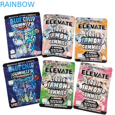 3.5g মাইলার ব্যাগ মাশরুম এক্সট্রাক্ট গামি প্যাকেজিং ডয়প্যাক জিপার সহ, গন্ধ নিরোধক, খাড়া হয়ে থাকার মতো পাউচ