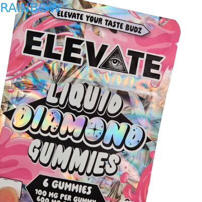 3.5g মাইলার ব্যাগ মাশরুম এক্সট্রাক্ট গামি প্যাকেজিং ডয়প্যাক জিপার সহ, গন্ধ নিরোধক, খাড়া হয়ে থাকার মতো পাউচ