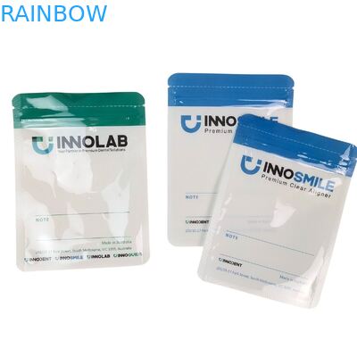 হিট সিলিং এবং একপাশে স্বচ্ছ মাইলার প্লাস্টিক ব্যাগ সহ ডেন্টাল অ্যালাইনারগুলির জন্য কাস্টমাইজযোগ্য লোগো জিপার ব্যাগ