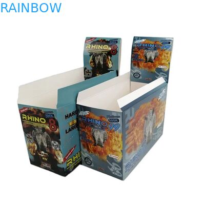 পাইকারি কাস্টম রাইনো ১০০k ১৫০k ২০০k ক্যাপসুল বর্ধন পিলস মেডিসিন ৩ডি প্যাকেজিং কার্ড পেপার ডিসপ্লে বক্স সহ
