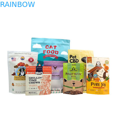 পরিবেশ বান্ধব পুনরায় ব্যবহারযোগ্য স্ট্যান্ড-আপ ব্যাগ 50-200 মাইক্রন বেধের সাথে পোষা প্রাণীর খাবারের প্যাকেজিংয়ের জন্য