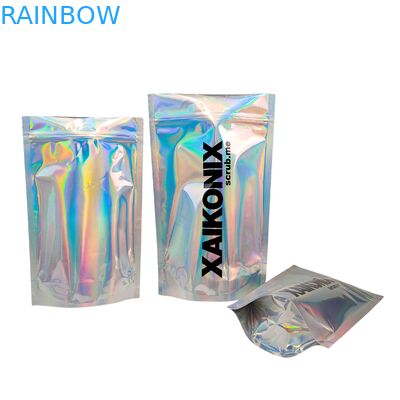 Customized Hologram Mylar Bags Resealable Smell Proof Holographic Plastic Zipper Bags