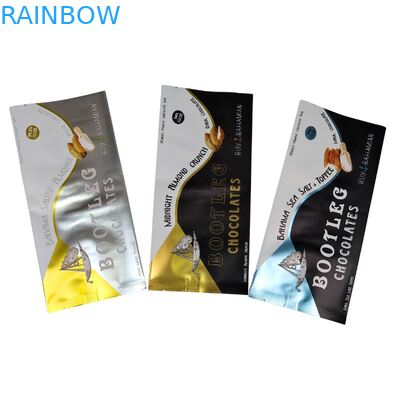 Customized Gold Stamped Back Side Sealed Stand Moisture Proof Flat Pouch Snack Energy Bar Nut Chocolate Packaging LDPE Bags