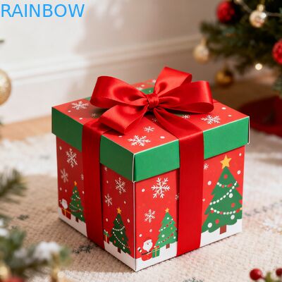 পুনর্ব্যবহারযোগ্য বায়োডেগ্রেডেবল ক্রাফ্ট আয়তক্ষেত্রাকার উপহার বাক্স ভাঁজ কভার রিবন ইউভি লেপ ম্যাট কাস্টমাইজড জন্মদিন ক্রিসমাস উপহার বাক্স