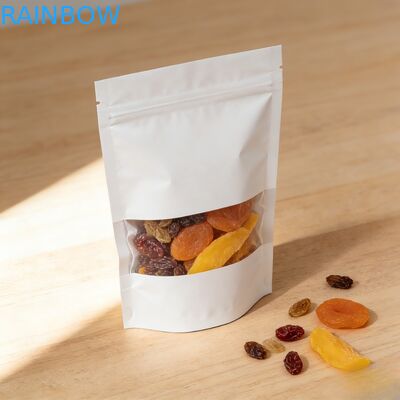 কাস্টমাইজড বায়োডিগ্রেডেবল ক্রাফ্ট পেপার হিট সিল জিপলক ময়েশ্চার-প্রুফ ফুড প্যাকেজিং ব্যাগ বাদাম শুকনো ফল মায়লার ব্যাগের জন্য