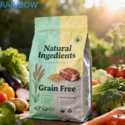 কাস্টম বায়োডেগ্রেডেবল পশু খাদ্য প্যাকেজিং মাইলার ব্যাগস সাইড গ্যাসেট প্যাকেট কুকুর বিড়াল পোষা প্রাণী খাদ্য জিপার ব্যাগ সঙ্গে ভালভ