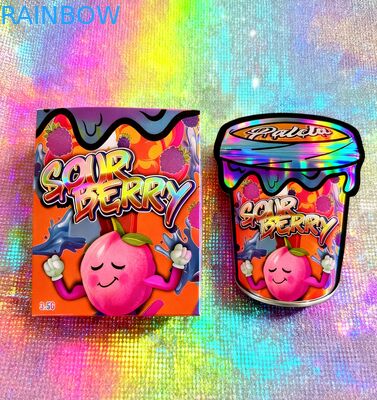 হলোগ্রাফিক বক্স এবং ব্যাগ 3.5 মাইলার প্যাকেজিং সেট পুনরায় সিলযোগ্য 3.5g ভোজ্য মাইলার ডাই কাট ব্যাগ প্রদর্শন সিরিয়াল বক্স সহ