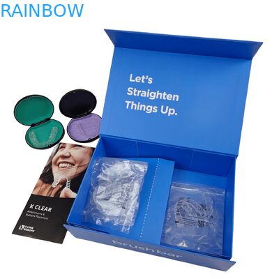 অর্থোডন্টিক অ্যালাইনার প্যাকেজিংয়ের জন্য 350 গ্রাম পুরুত্বের সাথে কাস্টমাইজড ভাঁজযোগ্য চৌম্বকীয় ডেন্টাল ব্রেসেস কিট বক্স