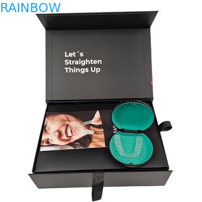 দাঁতের অ্যালাইনারের জন্য কাস্টমাইজড প্যাকেজিং বক্স, চুম্বকীয় বন্ধনী সহ, ৩৫০ গ্রাম পুরুত্ব এবং ডেন্টাল অ্যালাইনারের জন্য ডিজাইন কাস্টমাইজ করার সুবিধা