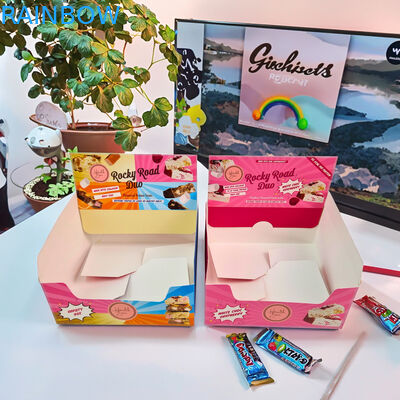 খুচরা স্ন্যাক প্যাকেজিংয়ের জন্য কাস্টম মুদ্রিত কার্ডবোর্ড ডিসপ্লে বক্স 350g বেধ এবং হট স্ট্যাম্পিং