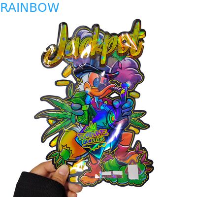 কাস্টম হলোগ্রাফিক গন্ধ-প্রমাণ শিশু-প্রমাণ মাইলার ব্যাগ পুনরায় সিলযোগ্য জিপার সহ স্ন্যাক প্যাকেজিংয়ের জন্য