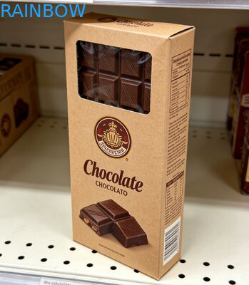 কাস্টম ক্রাফট পেপার বক্স প্রিন্টেড বায়োডিগ্রেডেবল ফুড গ্রেড পেপারবোর্ড চকলেট বার প্যাকেজিং বক্স ক্লিয়ার উইন্ডো এম্পটি গিফট বক্স