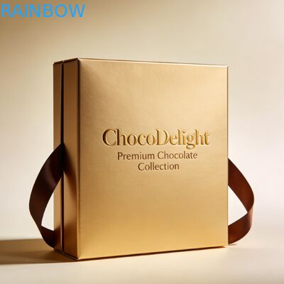 কাস্টম মুদ্রণ সোনার ফয়েল স্ট্যাম্পড বিবাহের উপহার বাক্স মিষ্টি এবং চকোলেট জন্য পরিষ্কার উইন্ডো সঙ্গে