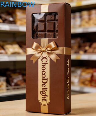 কাস্টম মুদ্রণ সোনার ফয়েল স্ট্যাম্পড বিবাহের উপহার বাক্স মিষ্টি এবং চকোলেট জন্য পরিষ্কার উইন্ডো সঙ্গে