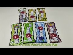 কাস্টম প্রিন্টিং ৩.৫জি ৭জি মাইলার ব্যাগ ডাই কাট অনিয়মিত পাউচ জিপলক সহ