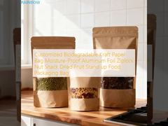 কাস্টমাইজড বায়োডেগ্রেডেবল ক্রাফ্ট পেপার ব্যাগ আর্দ্রতা-প্রমাণ অ্যালুমিনিয়াম ফয়েল জিপলক বাদাম স্ন্যাক শুকনো ফল স্ট্যান্ড আপ খাদ্য প্যাকেজিং ব্যাগ