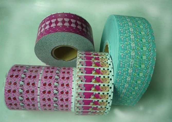 গোলাপী রঙিন PVC সঙ্কুচিত আঠালো লেবেল Laminated চকচকে শেষ / মুদ্রণ shrinkable sleeves
