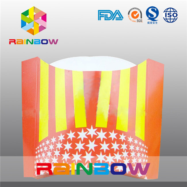 ফরাসি Fries প্যাকেজিং বক্স জন্য নিষ্পত্তিযোগ্য ভাঁজ কাগজ প্যাকেজিং বক্স