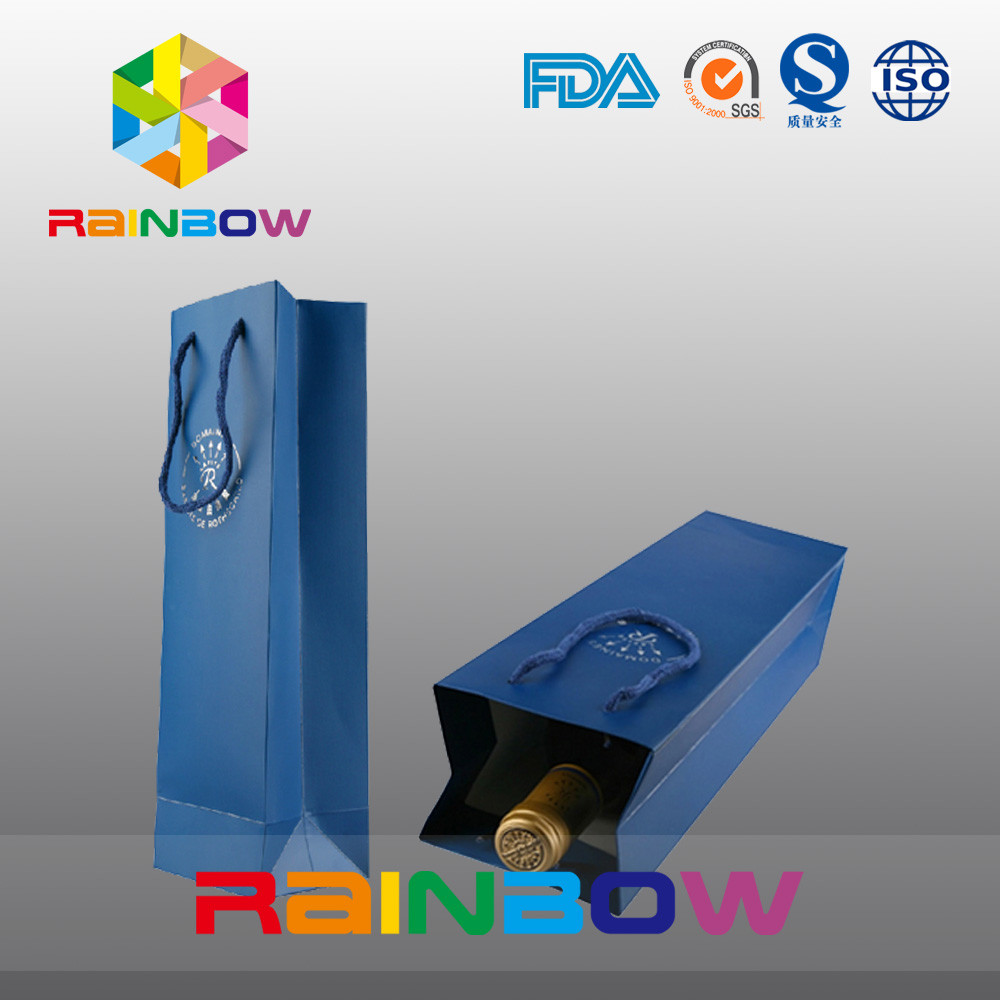 ওয়াইন বোতল কাস্টমাইজড কাগজ ব্যাগ / লোগো মুদ্রণ সঙ্গে কাস্টম মুদ্রিত কড়া কাগজ ব্যাগ