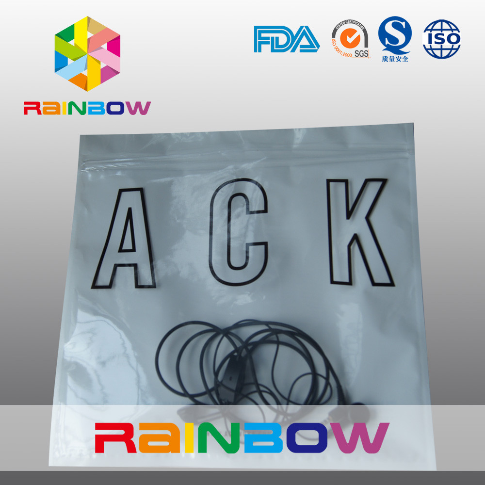 তিন পার্শ্ব সীল স্বচ্ছ ফ্রন্ট হোয়াইট পার্ল ব্যাক জিপার সঙ্গে এন্টি স্ট্যাটিক ব্যাগ