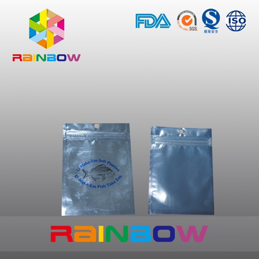 ফ্রন্ট স্বচ্ছ ব্যাক ফয়েল পেপার ফুড পাউচ জিপার, মাছ ধরা বেট ব্যাগ
