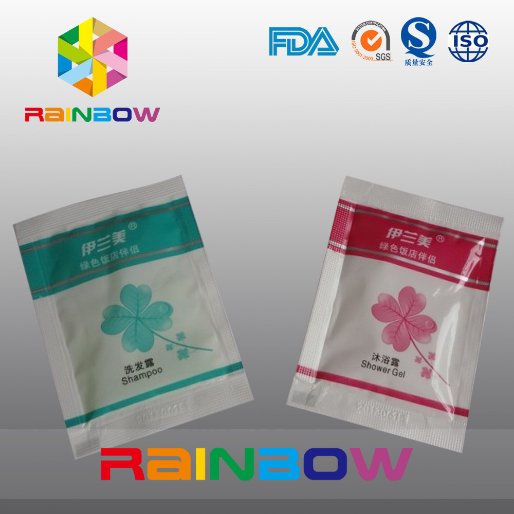 প্লাস্টিকের ডিসপোজেবল শ্যাম্পু প্যাকেজিং টিয়ার খাঁজ সঙ্গে খপ্পর সীল ব্যাগ