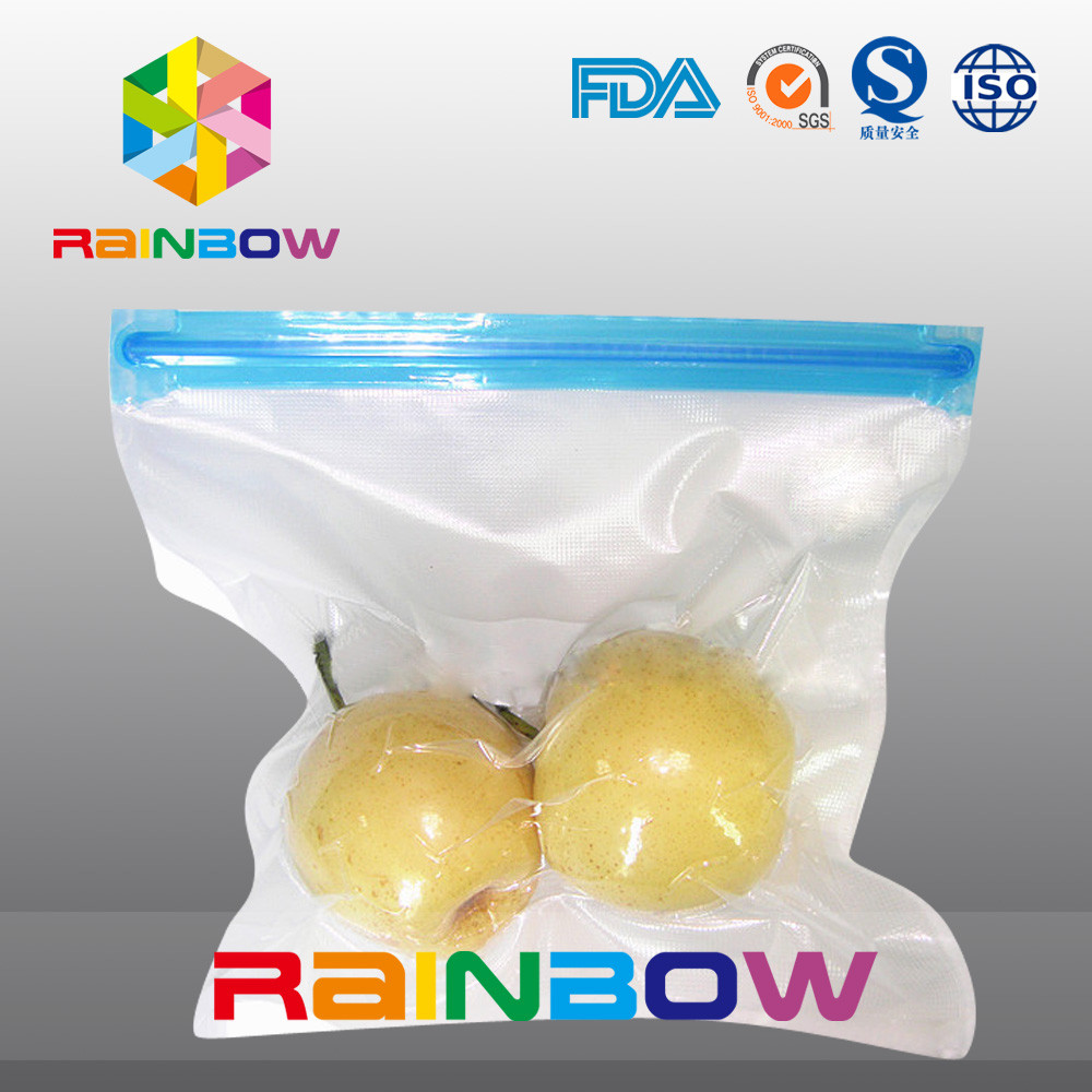 পলি ভ্যাকুয়াম টেক্সচার খাদ্য স্টোরেজ থলি / স্লাইডার জipper খাদ্য ভ্যাকুয়াম সীল ব্যাগ