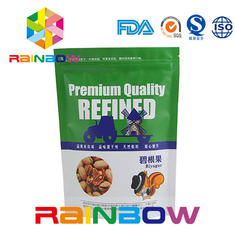 কাস্টমাইজড মুদ্রিত ডয় প্যাক বাদাম পাচ প্যাকেজিং জিপার এবং টিয়ার নোট