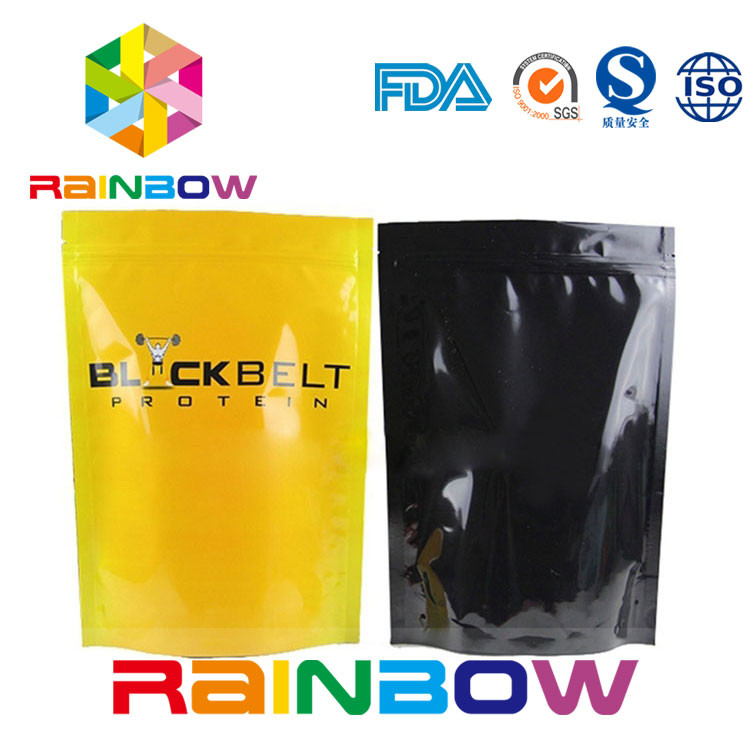 চকচকে স্ট্যান্ড আপ সম্পূরক অ্যালুমিনিয়াম ফয়েল পচ প্যাকেজিং জিপ লক পাউডার ব্যাগ
