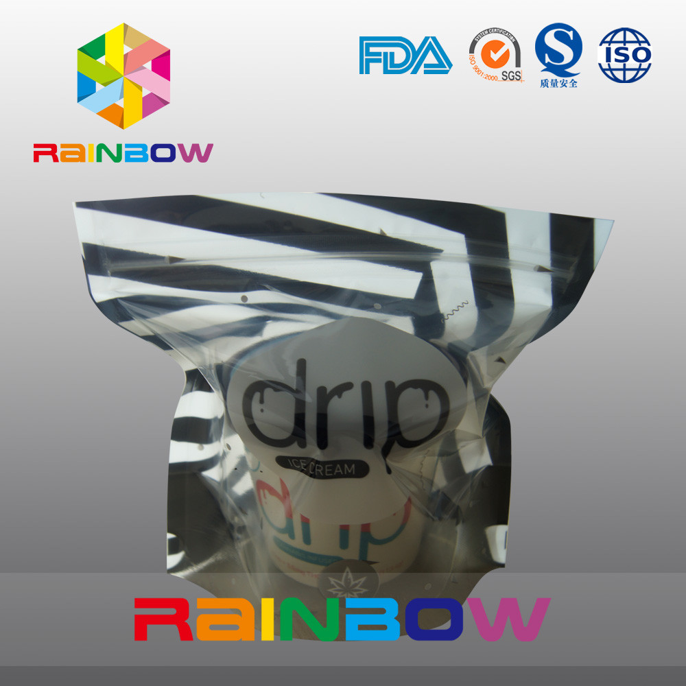 পরিষ্কার উইন্ডো এবং জipper সঙ্গে চকচকে আইস ক্রিম প্লাস্টিকের পাইচ আপ স্ট্যান্ড আপ