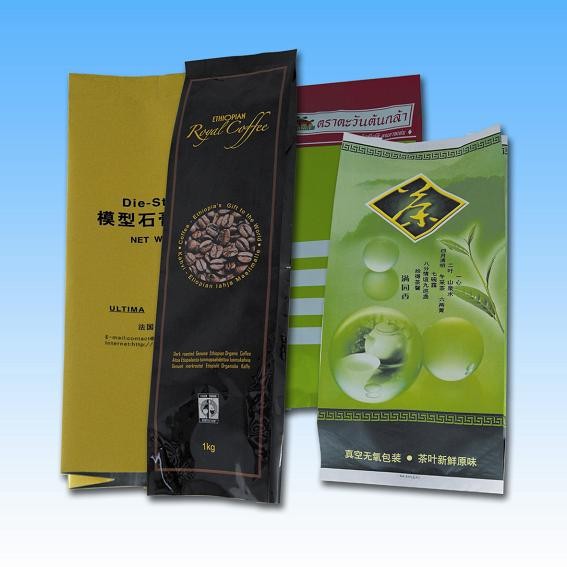 অ্যালুমিনিয়াম ফয়েল সাইড Gusset চতুর্ভুজ সিল প্যাকেজিং, কফি / চা Pacakging ব্যাগ