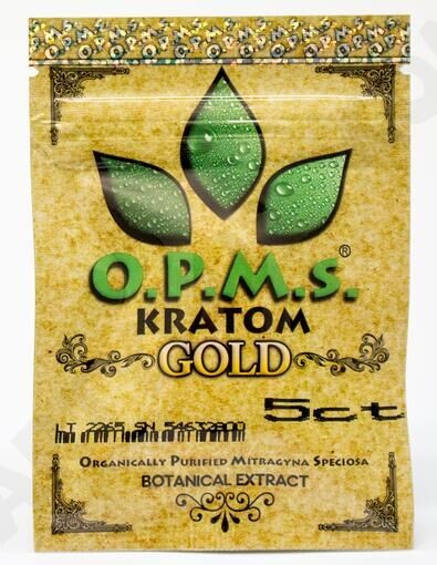 5ct OPMS স্বর্ণ kratom ziplock এক্সট্র্যাক্ট ক্যাপসুল প্যাকেজিং ব্যাগ / তিন পাশের সীল ziplock ব্যাগ