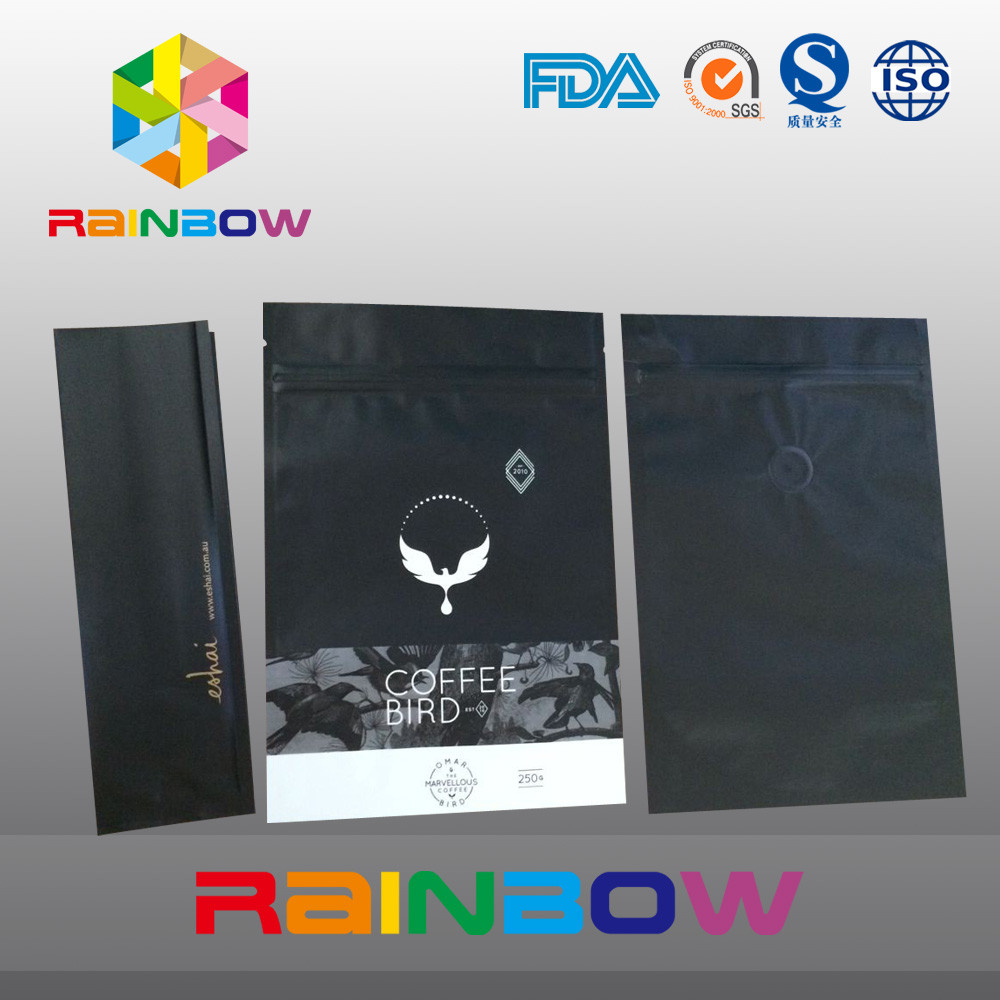 250g ম্যাট নীচে গাসেট ব্যাগ, কফি প্যাকেজিং জন্য পাউন্ড ব্যাগ স্ট্যান্ড