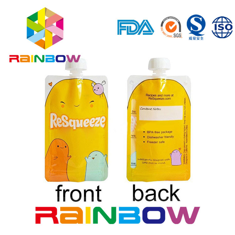 Smoothie 4 ওজ খাদ্য গ্রেড প্লাস্টিকের পাইচ প্যাকেজিং, শিশুর খাদ্য Pouches
