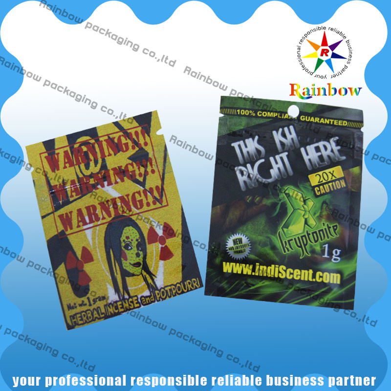তাপ সীল প্লাস্টিক হার্বাল incens ব্যাগ, অ্যালুমিনিয়াম ফয়েল ব্যাগ Ziplock