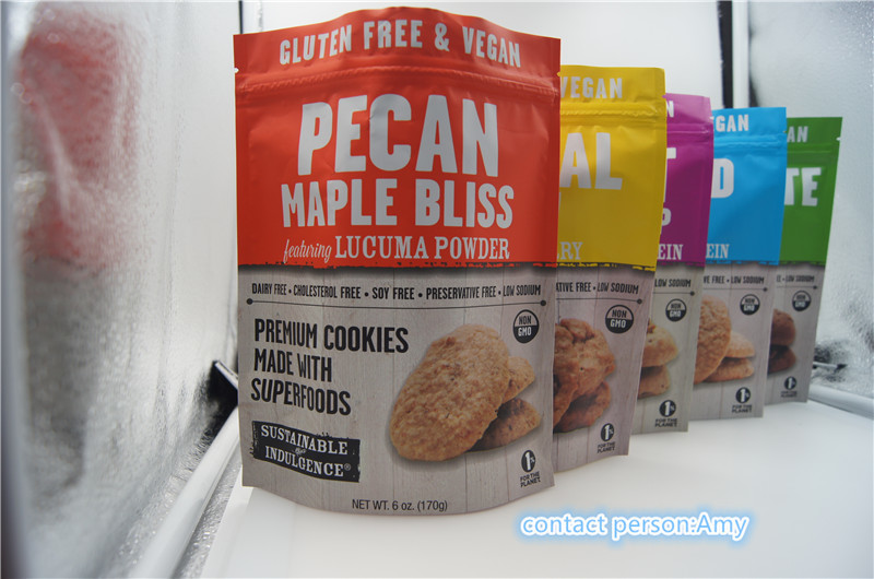 2017 নতুন ডিজাইন প্রচারমূলক চকোলেট বিস্কুট প্যাকেজিং ব্যাগ / জিপার দিয়ে 10oz পনির থালা