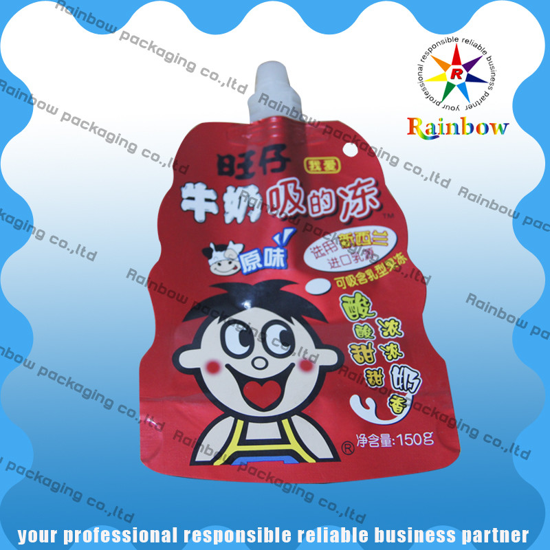 প্লাস্টিক স্ট্যান্ড আপ স্পাউট পাউচ প্যাকেজিং দুধের জন্য বায়োড্রেগ্যাডেবেল