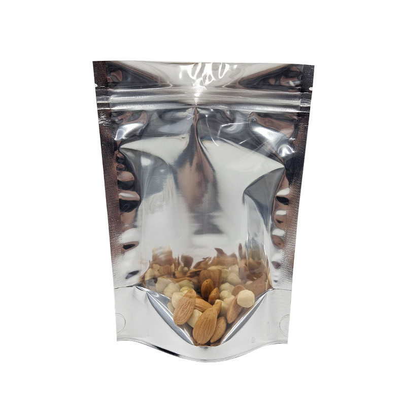 সিএমওয়াইকে অ্যালুমিনিয়াম ফয়েল প্যাকেজিং মাইলার ডয়প্যাক ক্লিয়ার উইন্ডো ফ্রন্ট সিলভার ব্যাক স্ট্যান্ড আপ রিসিলেবল