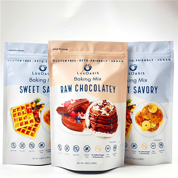 প্রিন্টেড ফুড গ্রেড মাইলার পাউচ কুকি কেক স্ন্যাক ব্যাগ প্যাকেজিং জিপ লক স্তরিত