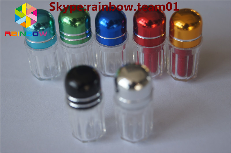 রিং ক্যাপ সহ যৌন পিল বোতল/ ক্যাপসুল আকৃতির পাত্রে সঞ্চয় ক্যাপসুল নীল ক্যাপ সহ পরিষ্কার ষড়ভুজ প্লাস্টিকের পাত্রে