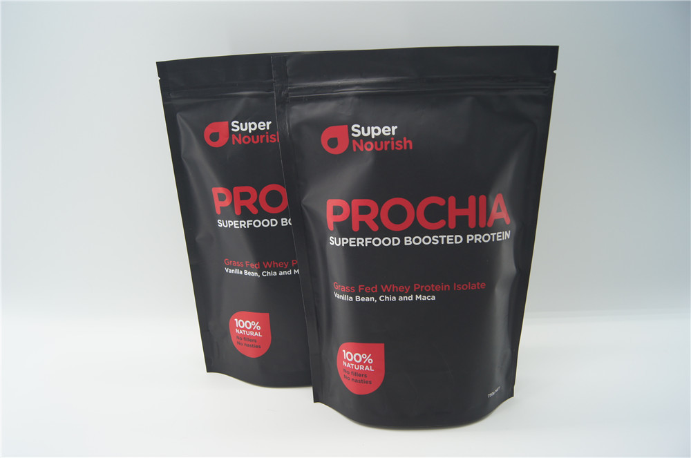 কাস্টম অ্যালুমিনিয়াম ফয়েল পুনর্ব্যবহৃত আপ জিমার পাউচ ব্যাগ ছিদ্র প্রোটিন প্যাকেজিং